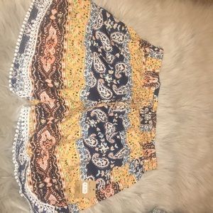 Navy and yellow patterned shorts